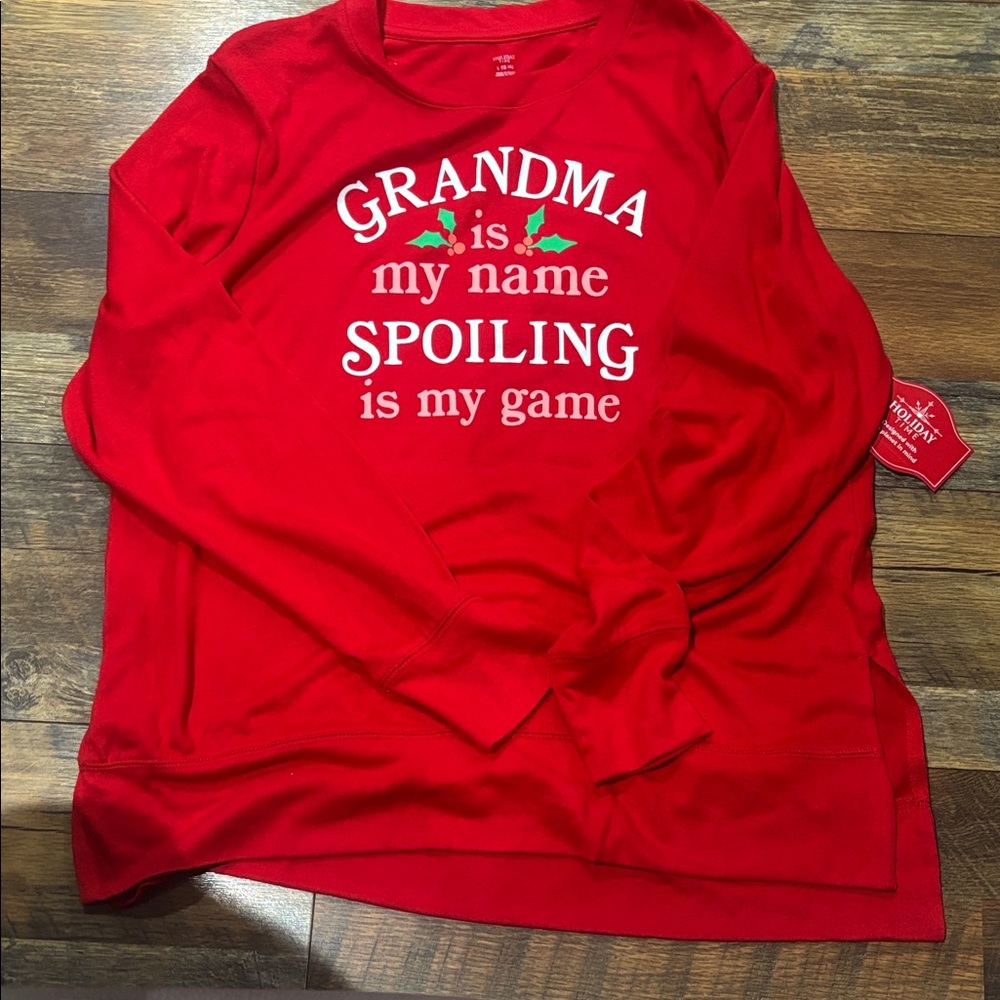 Holiday Time Red Long Sleeve Top